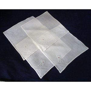 Madeira Whitework Cocktail Glass with Cherry Napkins Four Vintage GUC